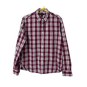 J. Crew Red White Blue Long Sleeve Button Down Shirt Size Large